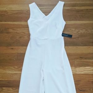 NWT White fitted jumpsuit with cross back
